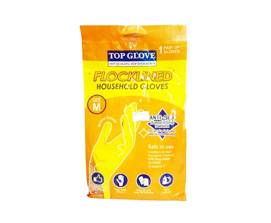 Top Glove Flocklined Household Gloves Medium 1 Pair of Gloves