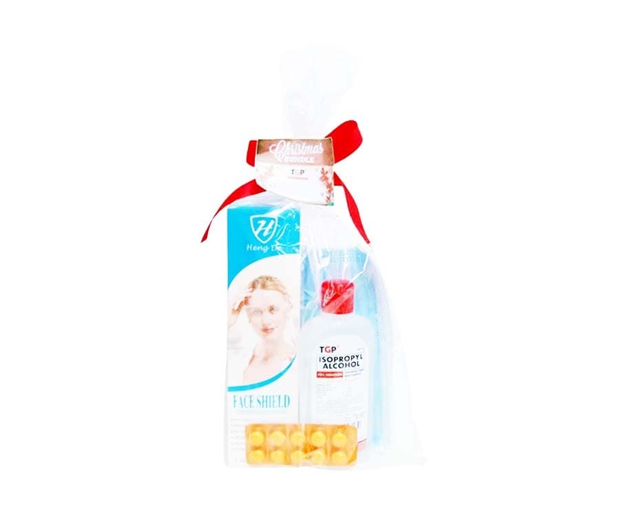 Heng De Face Shield + TGP Isopropyl Alcohol with Moisturizer 150mL + 5 Pieces Face Mask + 10 Pieces Lemon-Cee Sugar Coated